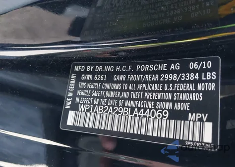 2011 Porsche Cayenne S z USA, uszkodzony, nr VIN WP1AB2A29BLA44069